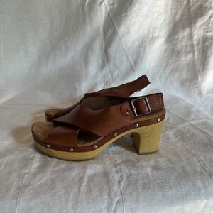 Leather Strappy Platform Block Heel Sandal